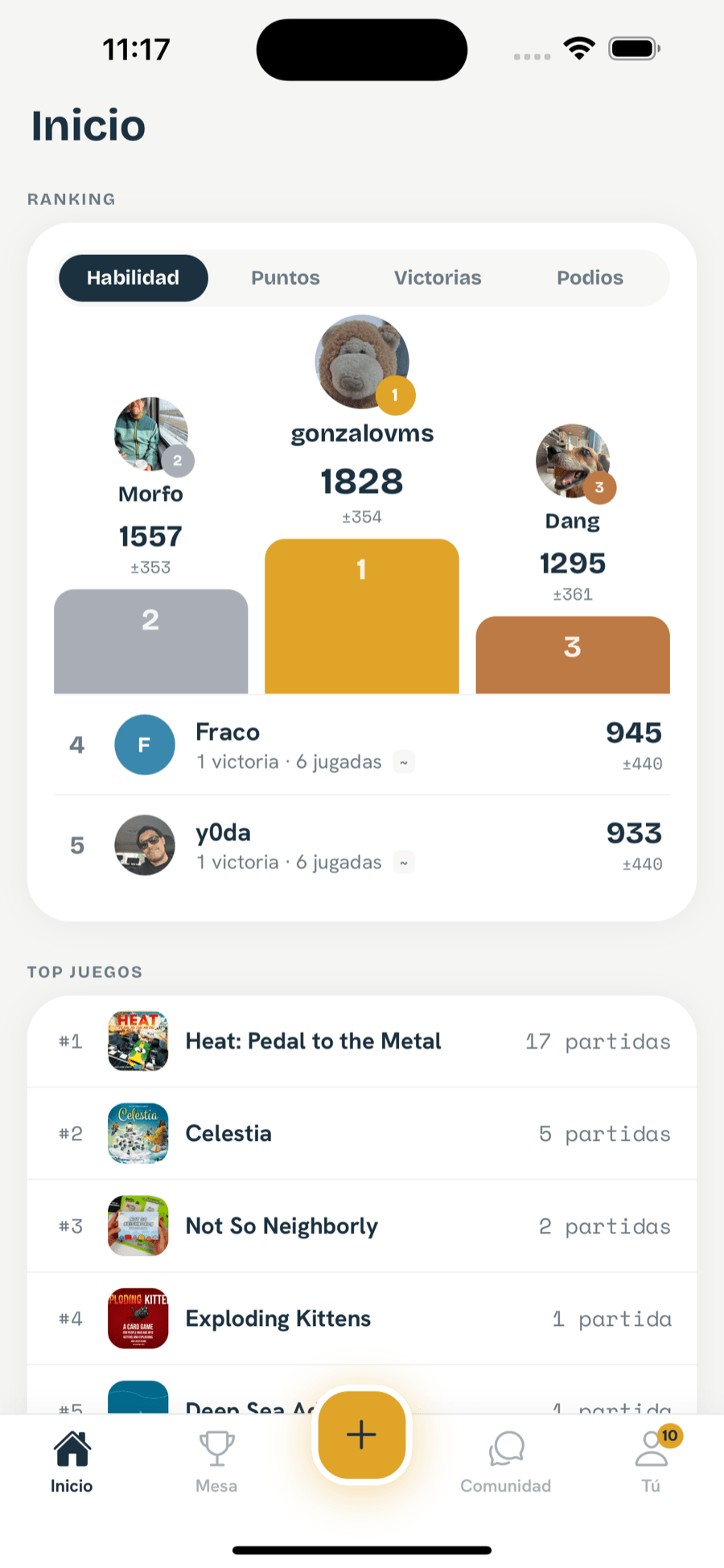 Score It! league standings
