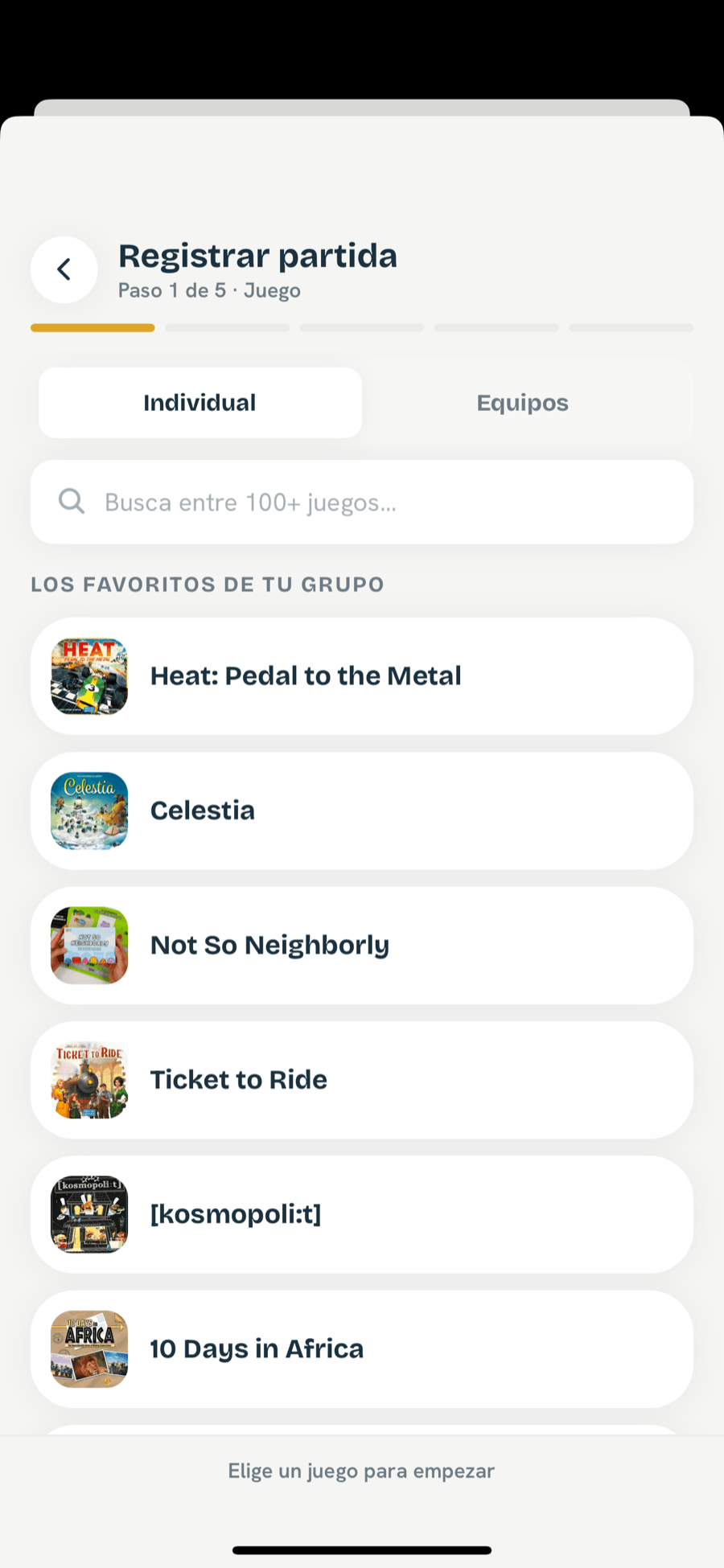 Registra una partida en segundos